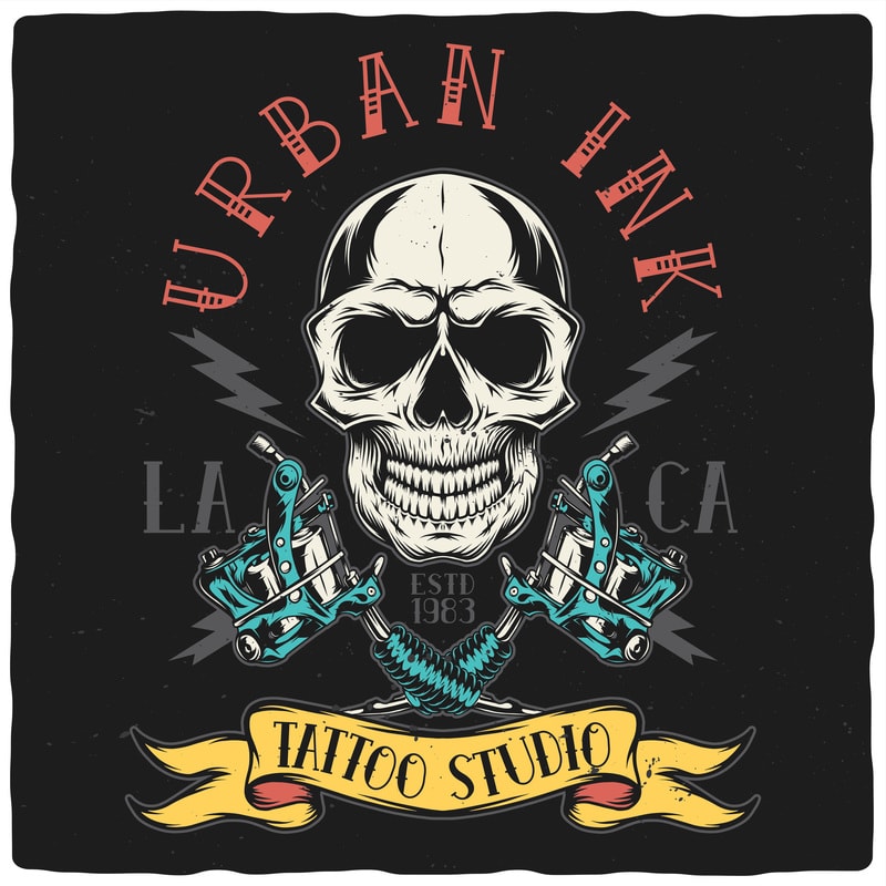 Free Urban ink tattoo studio t shirt vector graphic