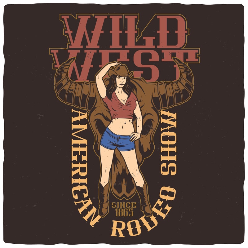 Free Wild west t shirt design for sale