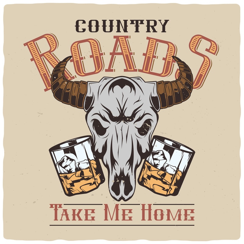 Free Country roads t shirt vector file