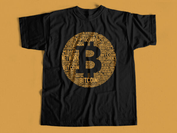 Bitcoin - satoshi nakamoto - Typography WordCloud T shirt Design for ...