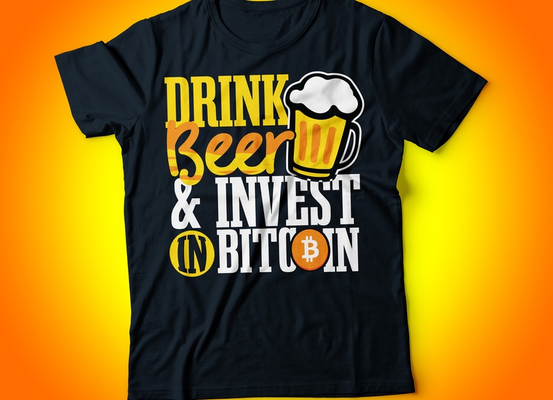 Free Drink beer and invest in bitcoin typography t-shirt design | generation bitcoin | blockchain