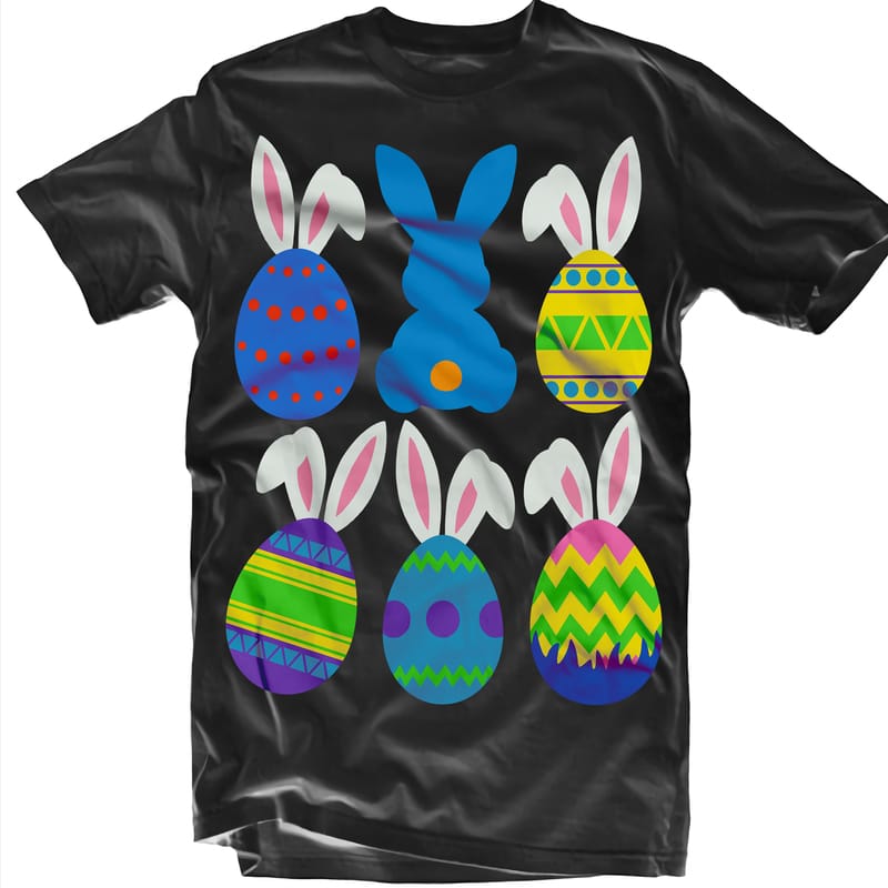 Happy easter day t shirt template, Rabbit egg Easter t shirt design ...