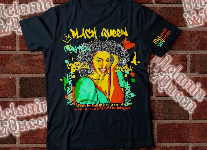 melanin queen colorful t-shirt design | African American t-shirt design ...