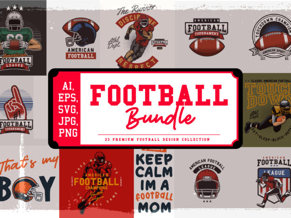 33 football t-shirt design bundle