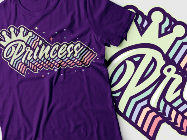 Princess layered multicolor text design