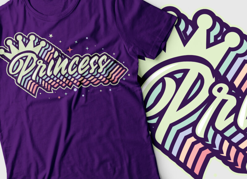 princess layered multicolor text design