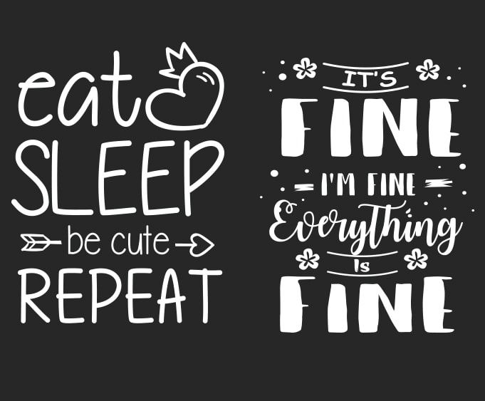 6 motivational short quotes typography vector design, dog tshirt design