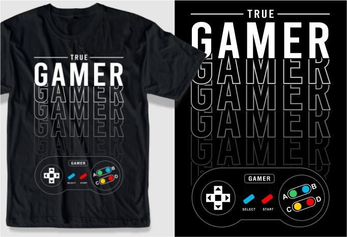 gamer gaming game t shirt design graphic, vector, illustration true ...