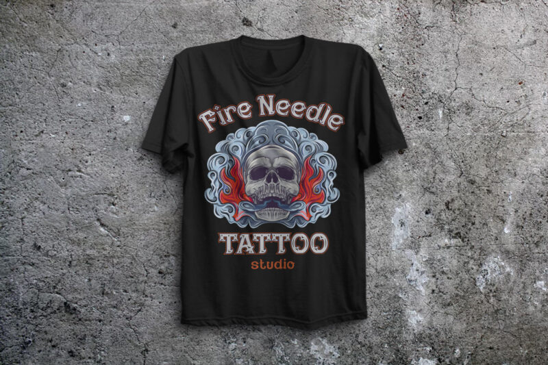 Fire needle -tattoo salon label font