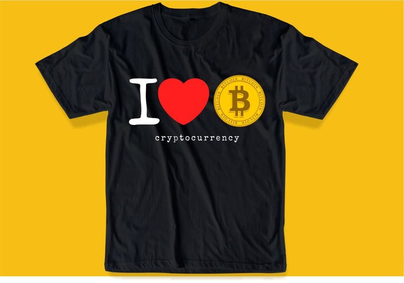 Free Bitcoin crypto t shirt design svg, cryptocurrency, typography graphic, vector, illustration lettering