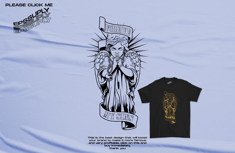 Free Wish forgive my sins. black and gold t shirt design for sale