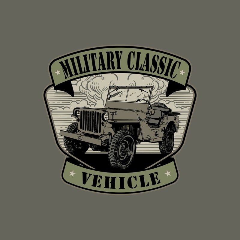 Free Military classic vehicle t shirt designs for sale