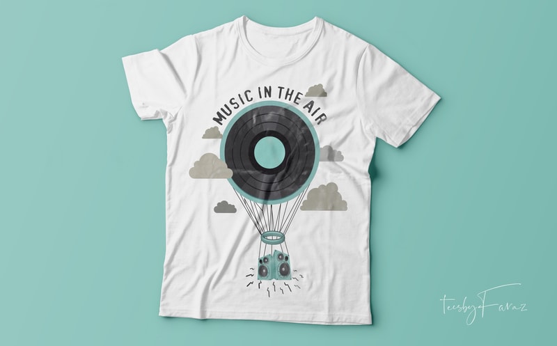 Free Music in the air t shirt design for sale.