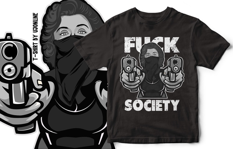 Free Marilyn monroe gangster style t-shirt design – fuck society