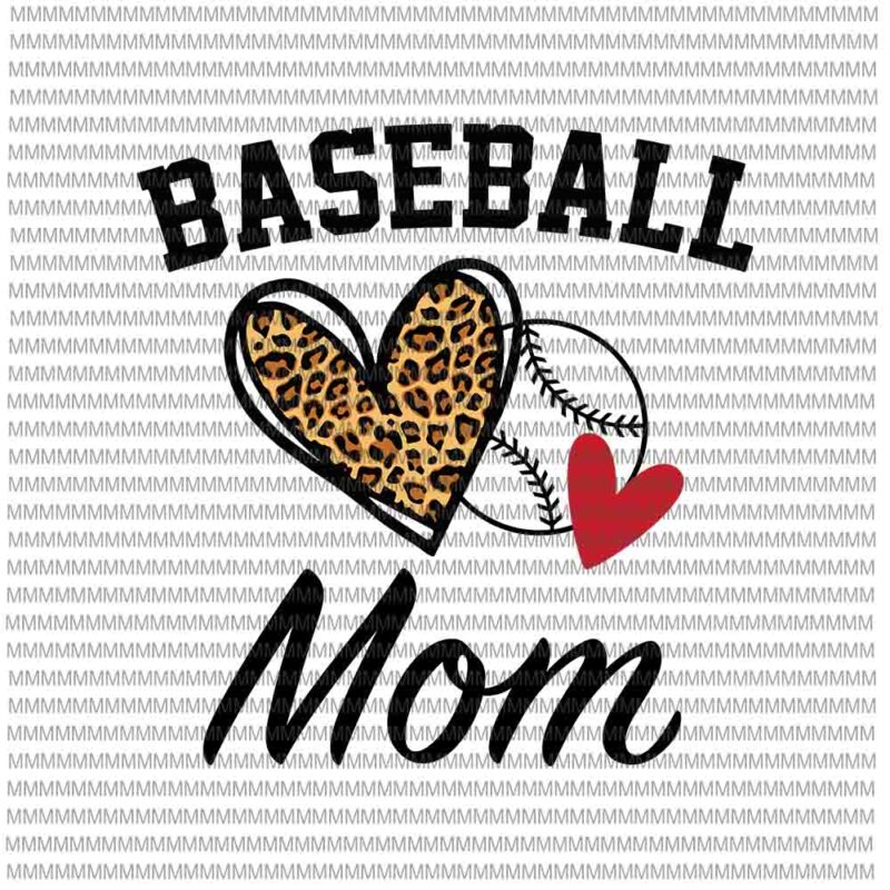 Baseball Mom SVG File with heart shaped baseball to make Baseball shirts  and gifts
