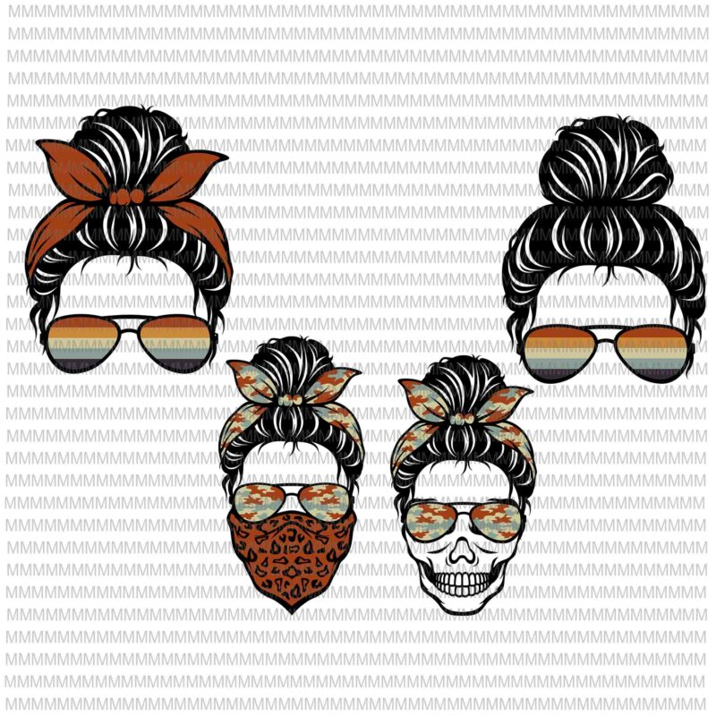 Download Messy Bun Svg Mom Life Sunglasses And Headband Svg Messy Bun With Leopard Svg Mother S Day Svg Buy T Shirt Designs