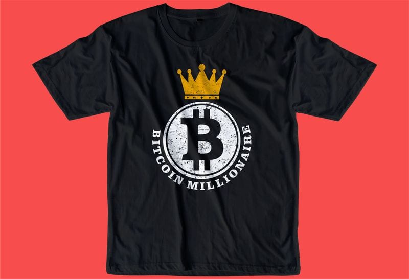 Free Bitcoin crypto btc t shirt design svg, cryptocurrency, typography graphic, vector, illustration lettering