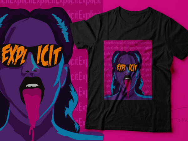 Devil girl, girl face with tongue out, explicit | t shirt design for sale