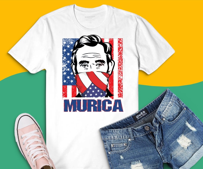 Murica Fourth 4th of July png, Abraham Lincoln with bandana USA svg, Funny USA Flag T-Shirt design, fourth of july,4th of july png,independence day 2021 america murica svg,Vintage Merica Graphic