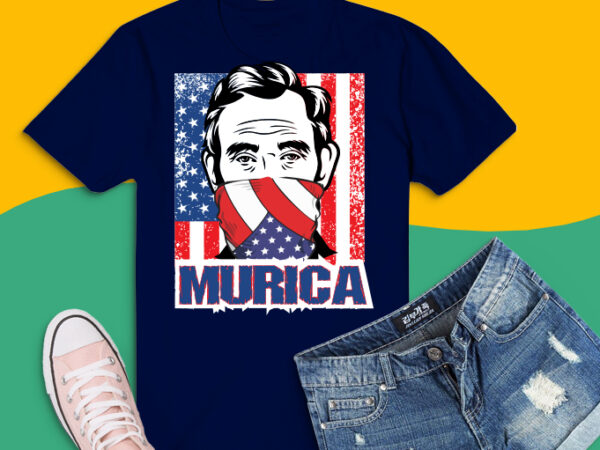 Murica fourth 4th of july png, abraham lincoln with bandana usa svg, funny usa flag t-shirt design, fourth of july,4th of july png,independence day 2021 america murica svg,vintage merica graphic