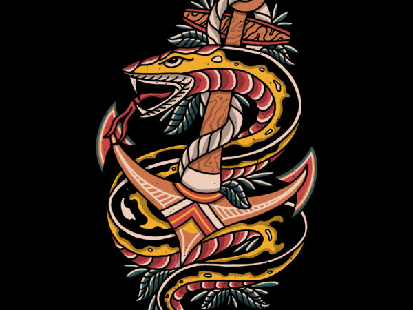 Snake and anchor tshirt design