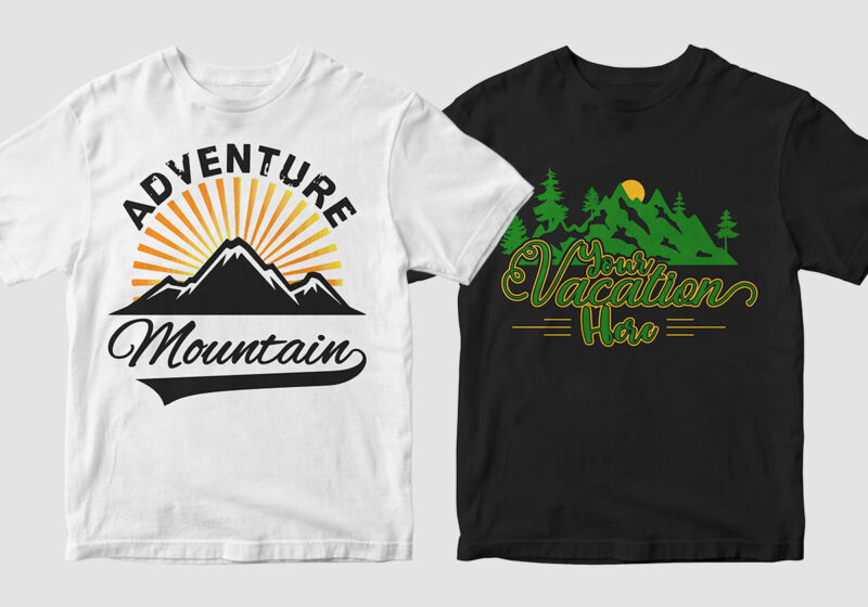 50 Mountain Hill Adventure Camping Biking Hiking T-shirt Designs Bundle ...