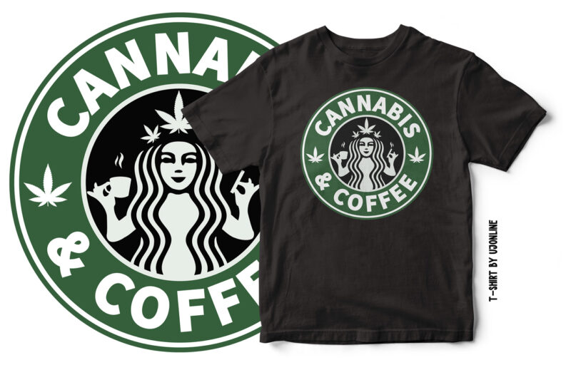 Cannabis and Coffee Parody T-Shirt Design