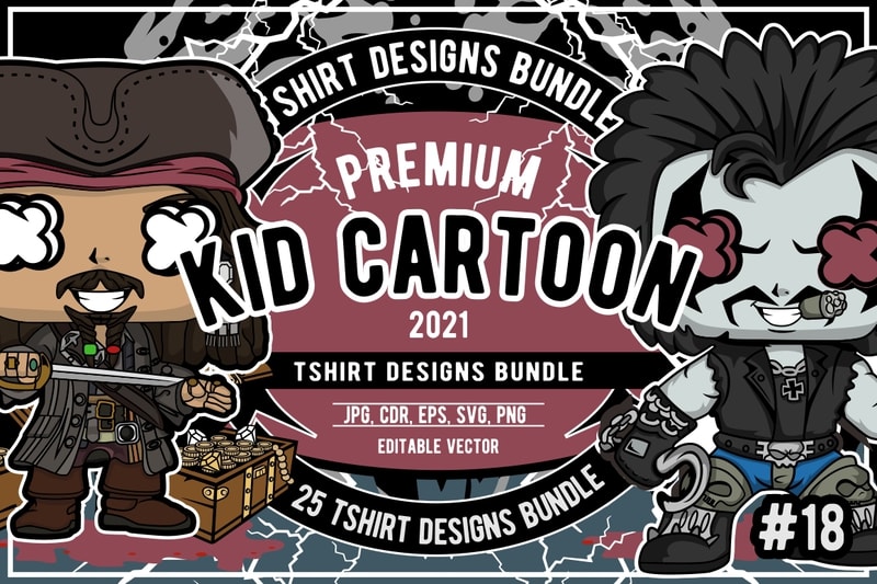 Free 25 kid cartoon tshirt designs bundle #18