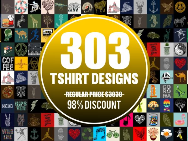 303 tshirt designs mega bundle