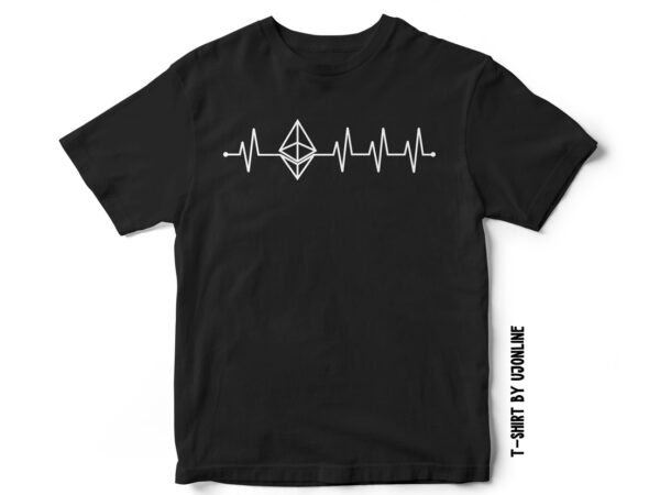 Ethereum coin heartbeat t-shirt design – cryptocurrency design