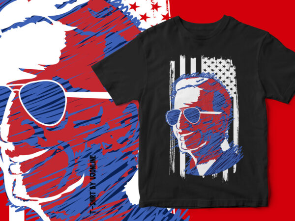 Joe biden portrait with american grunge flag – t-shirt design