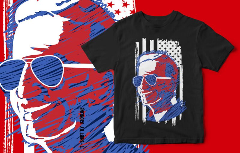 Joe Biden Portrait with American Grunge Flag – T-Shirt Design