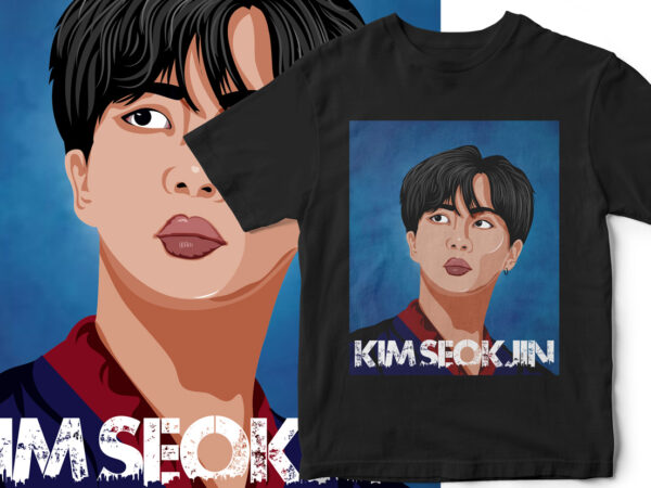 Kim seokjin vector portrait – bts member – t-shirt design for bts fans