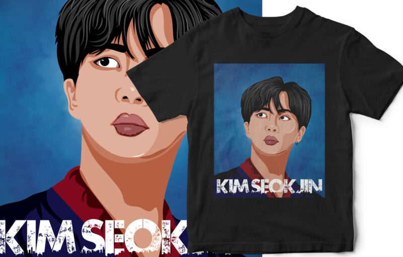 Kim Seokjin Vector portrait – BTS Member – T-Shirt Design for BTS Fans