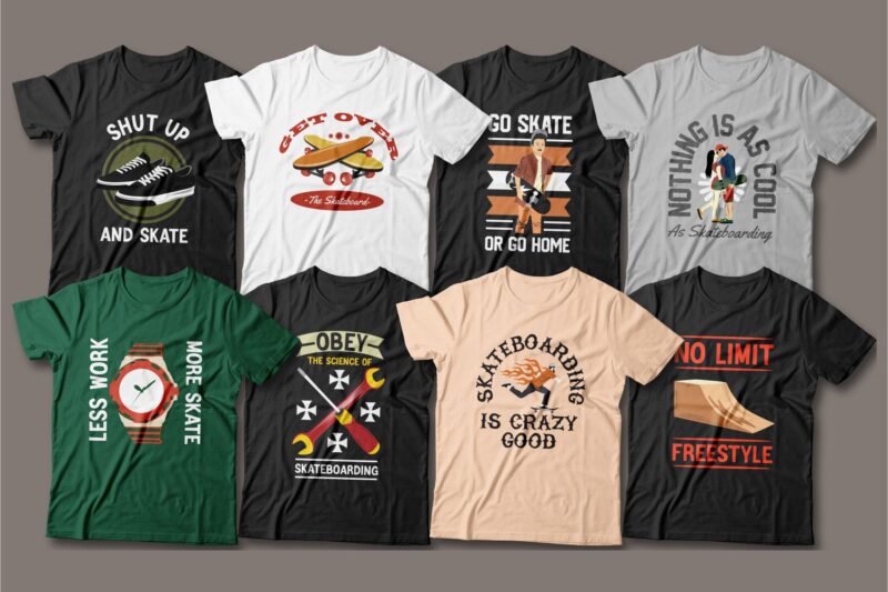 50 Editable skateboarding t-shirt designs bundle, skateboard t shirt ...