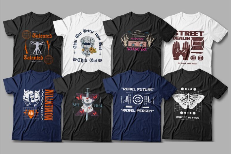 Urban streetwear t shirt designs vector bundle, cool t shirt design, t ...