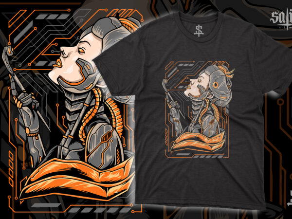 The geisha mecha cyberpunk t shirt designs for sale