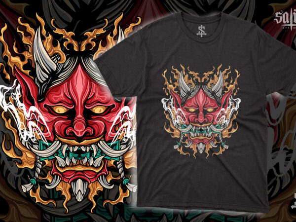 The devil mask japanese t shirt designs for sale