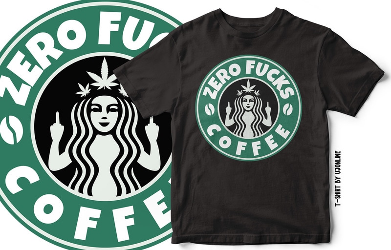 Free Zero fucks coffee parody t-shirt design