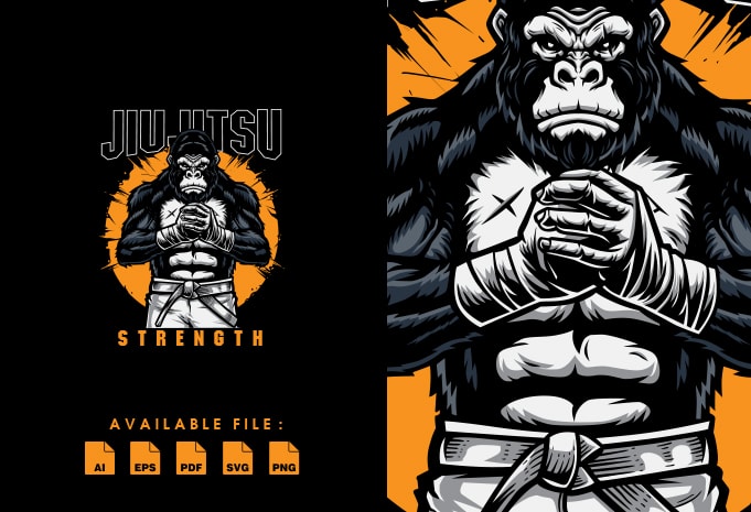 Free Jiu jitsu gorilla strength t-shirt design