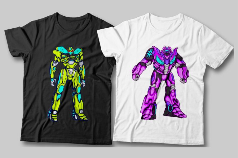 50 Robot T Shirt Design Bundle Robot Vector Sublimation Character