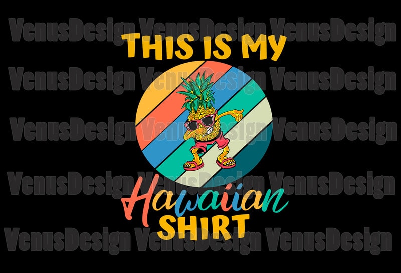 Lekrock Shop This Is My Hawaiian Shirt, Dabbing Pineapple, Tropical Summer Tee Sticker