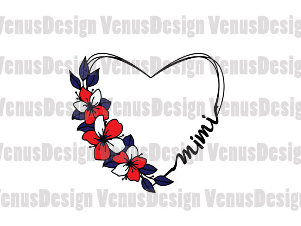 Mimi 4th of july floral heart wreath editable design