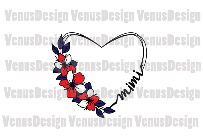 Mimi 4th Of July Floral Heart Wreath Editable Design