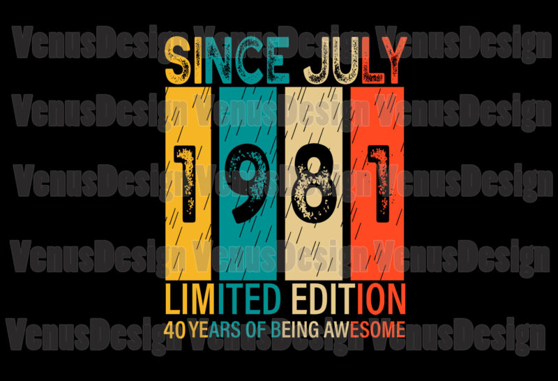 Since July 1981 Limited Edition 40 Years Of Being Awesome Editable Design