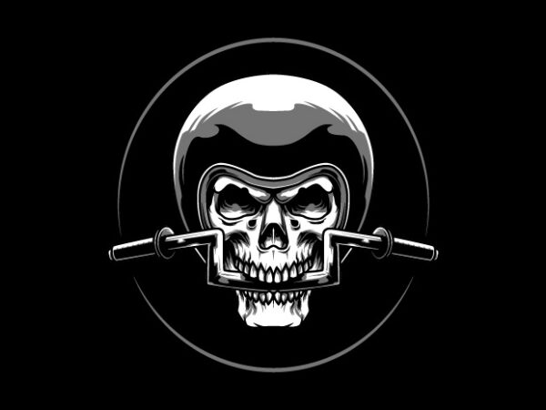 Bikers head skull t-shirt design