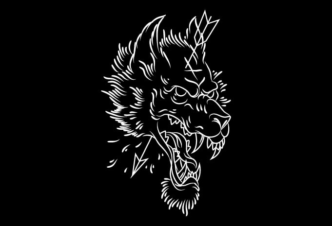Dead Wolf Line Art T-shirt Design - Buy t-shirt designs