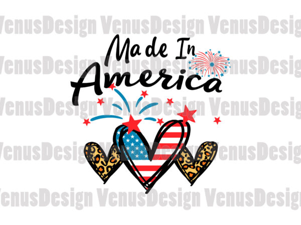 Made in america leopard hearts editable design