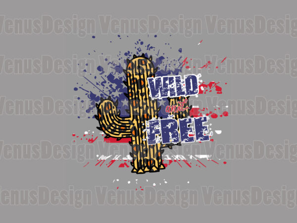 Wild and free 4th of july leopard cactus editable design