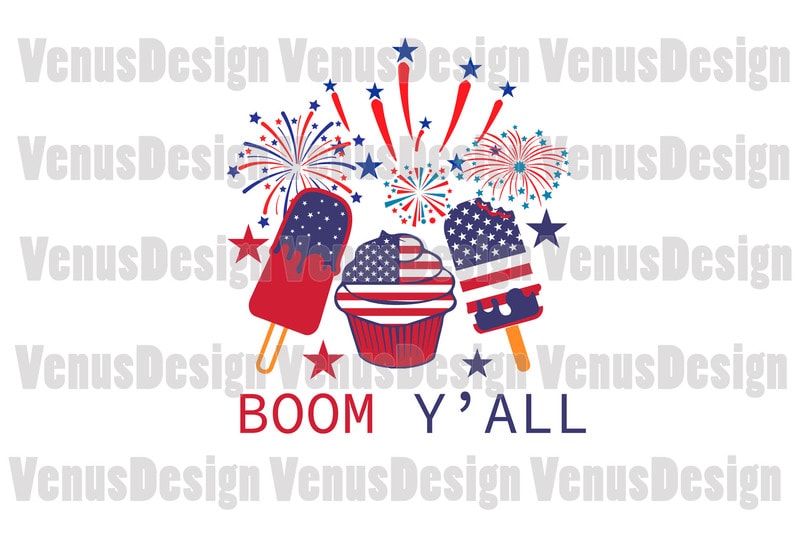 Free Boom yall 4th of july fireworks popsicles editable design